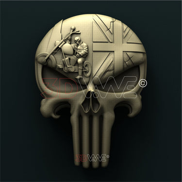 BRITISH BIKER SKULL 3D STL 3DWave